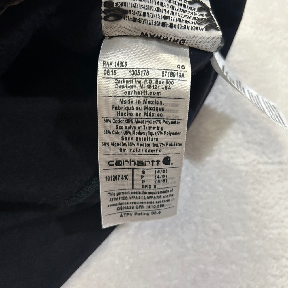 Carhartt FR Flame Resistant Zip Jacket Sweatshirt Men S Navy NFPA 2112 101247 - Picture 8 of 12